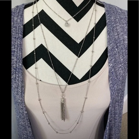 3 Tiered Silver Necklace - Picture 1 of 9